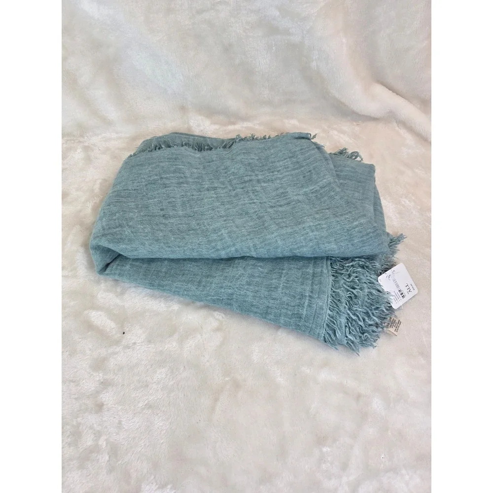 Free People Blue‎ Textured wrap/shawl with Fringe